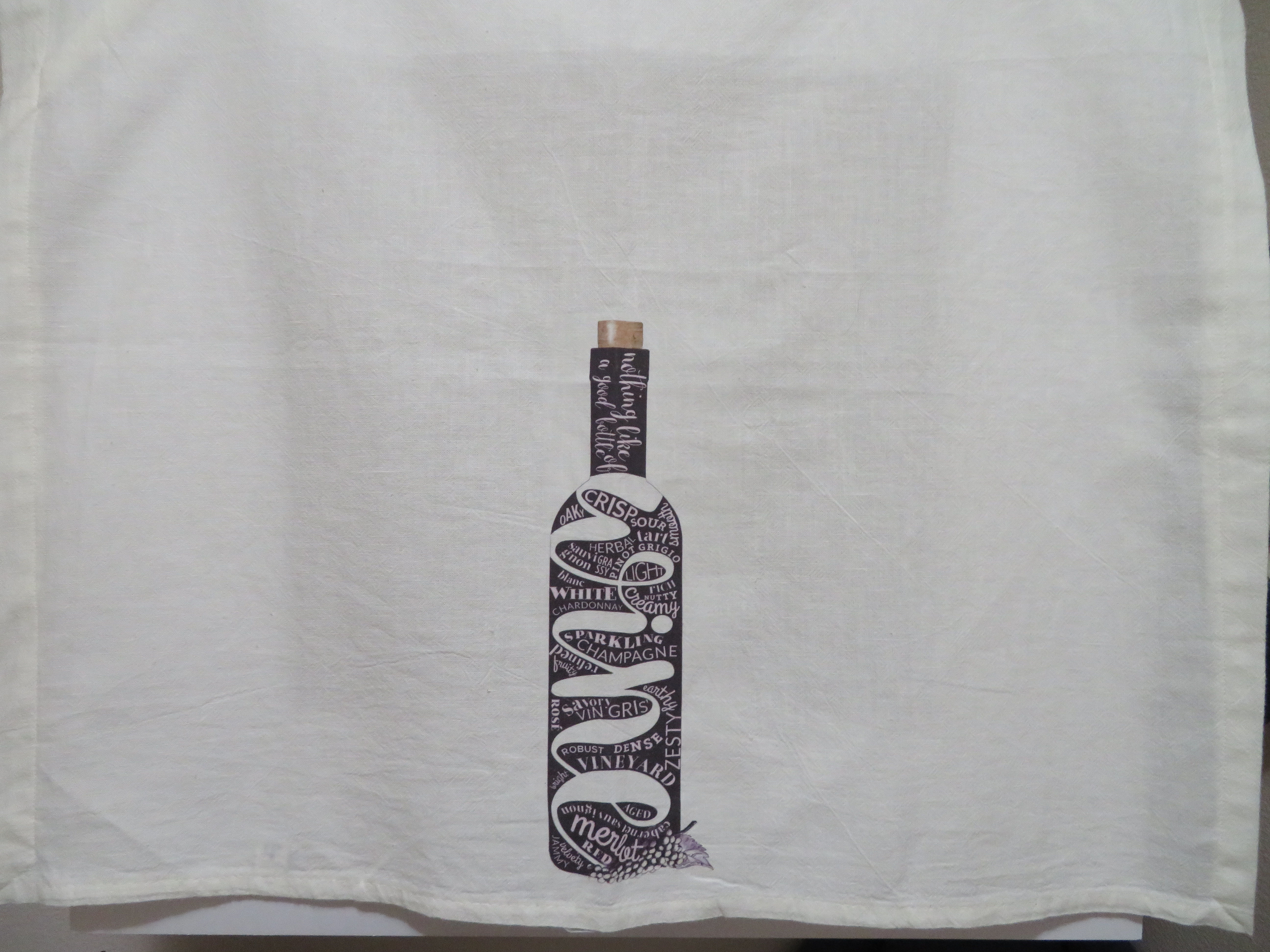 Wine bottle tea towel