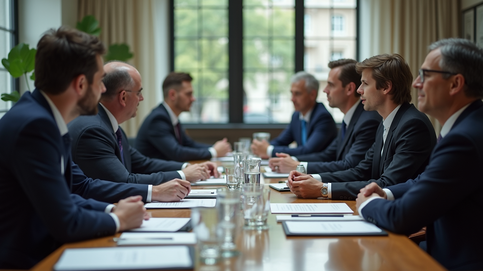 Eye-level view of a diverse group of diplomats engaged in discussion