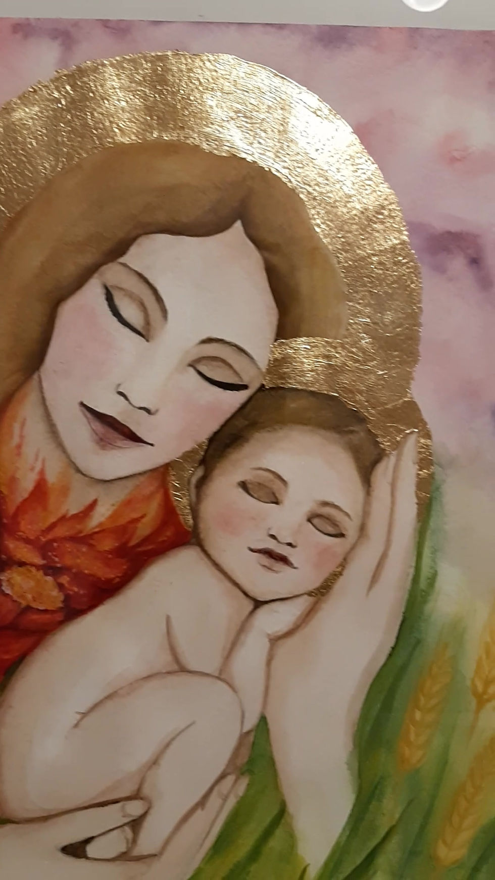 Миниатюра: Картина "Мать и дитя" Акварель