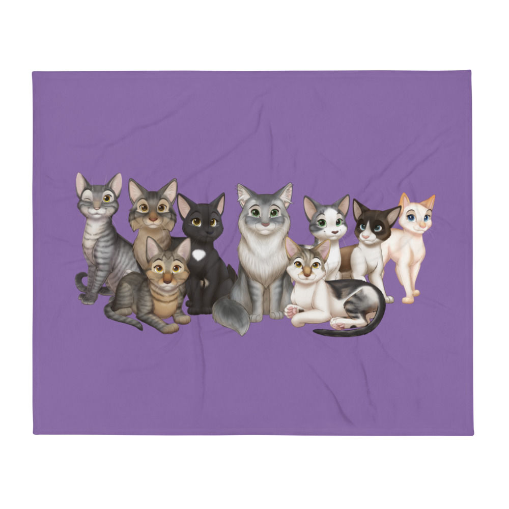 The Cats and Crew Throw Blanket (Purple)