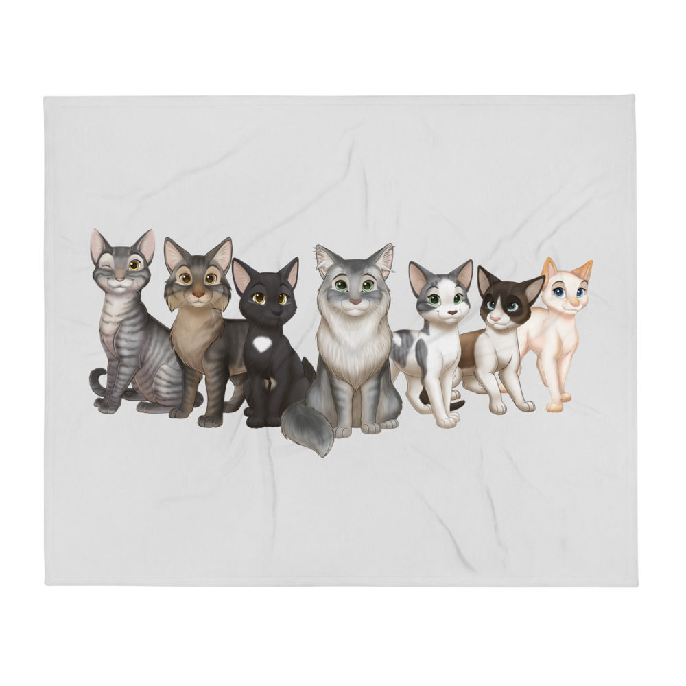 The Cats and Crew Throw Blanket Grey