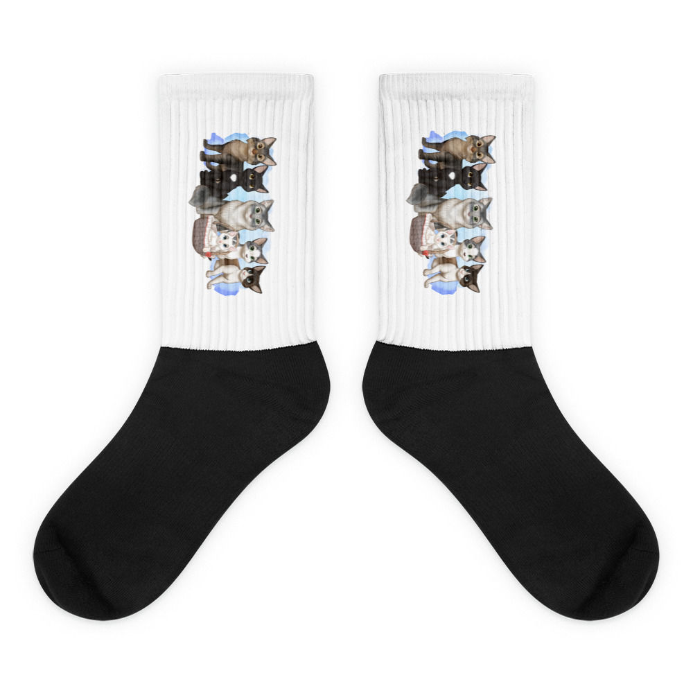 The Cats and Crew Socks Blue Background