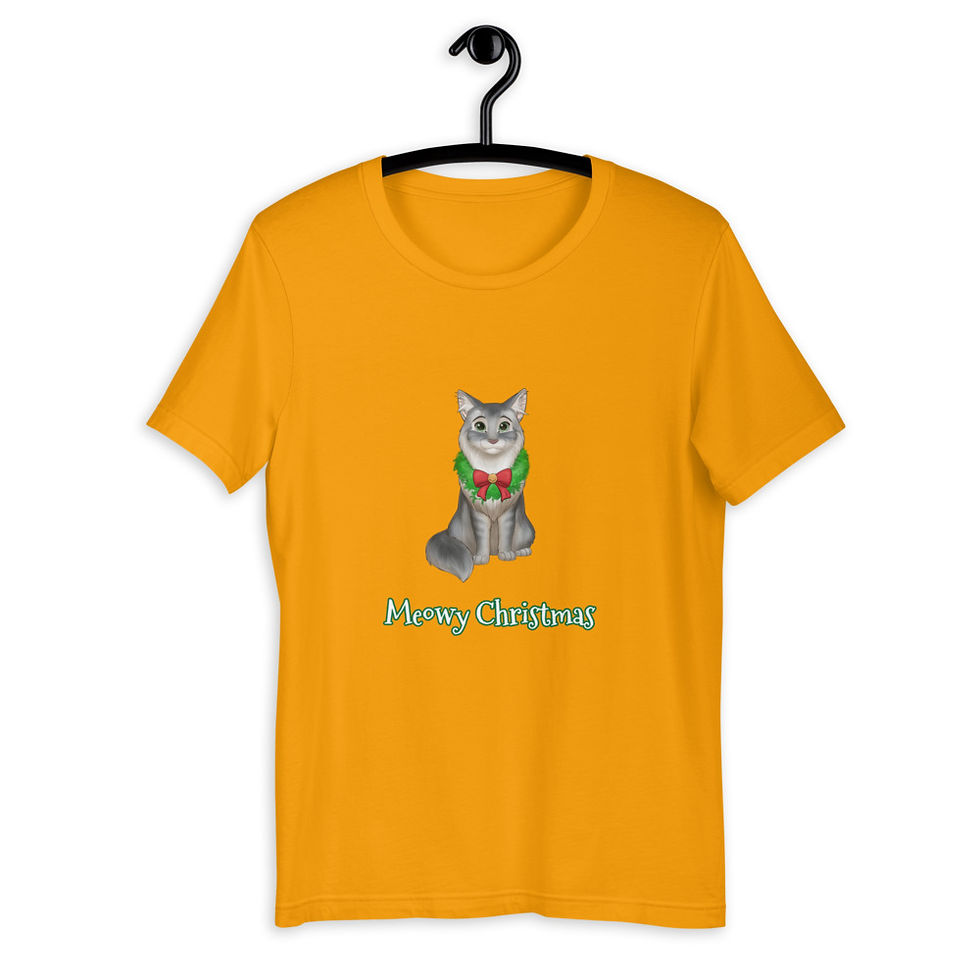 Thumbnail: Rockie Christmas T-Shirt- "Meowy Christmas"