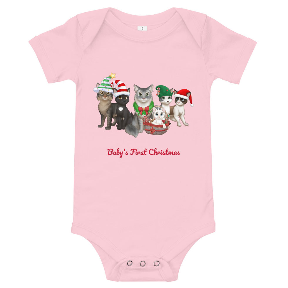 Thumbnail: The Cats and Crew Christmas Baby One Piece- "Baby's First Christmas"