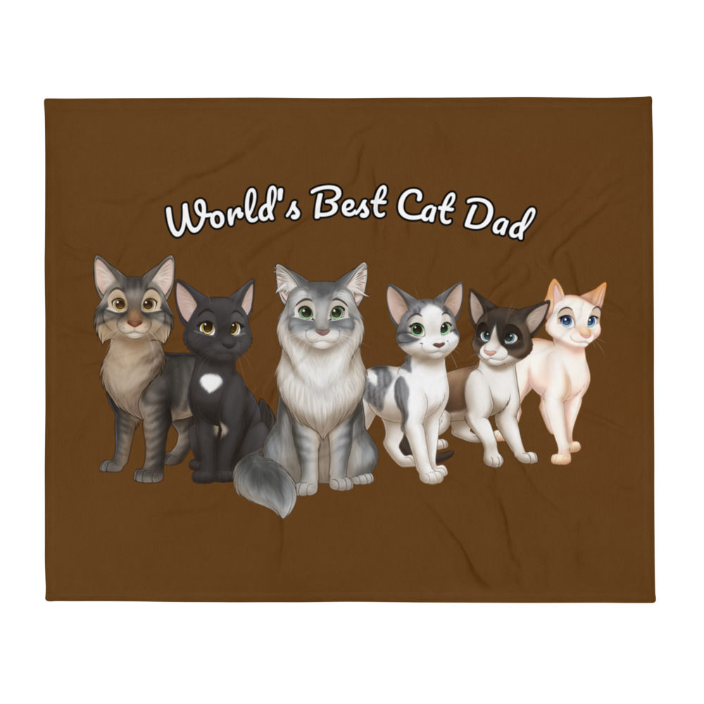 "World's Best Cat Dad" Blanket Brown