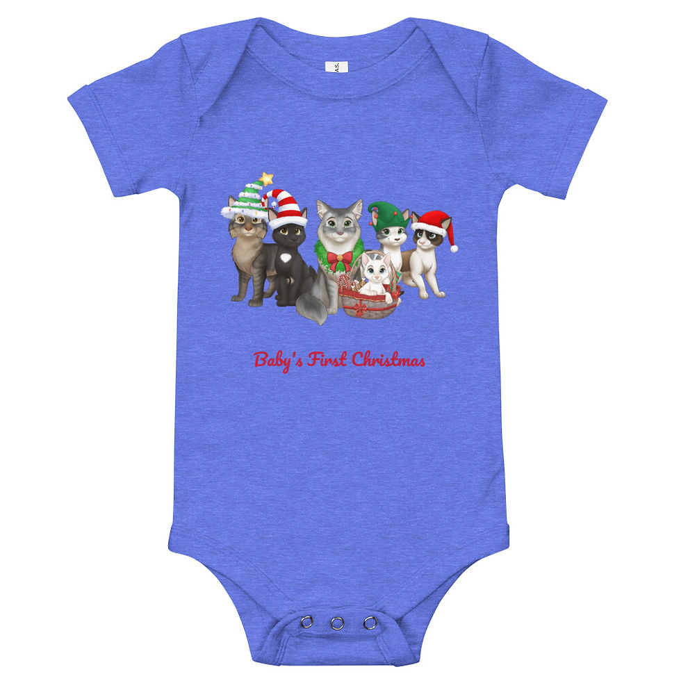 Thumbnail: The Cats and Crew Christmas Baby One Piece- "Baby's First Christmas"