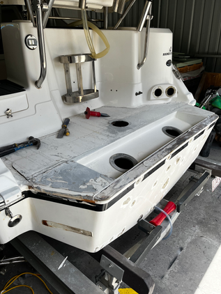 Boat fibreglass pod rebuild