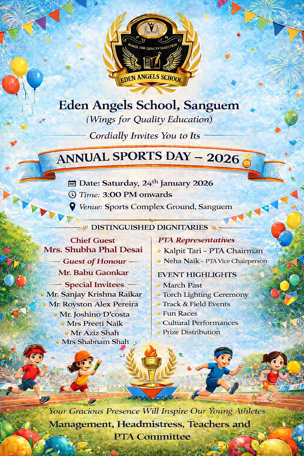 Eden Angels School, Sports Meet 2026 – A Grand Celebration of Sports, Spirit & Unity