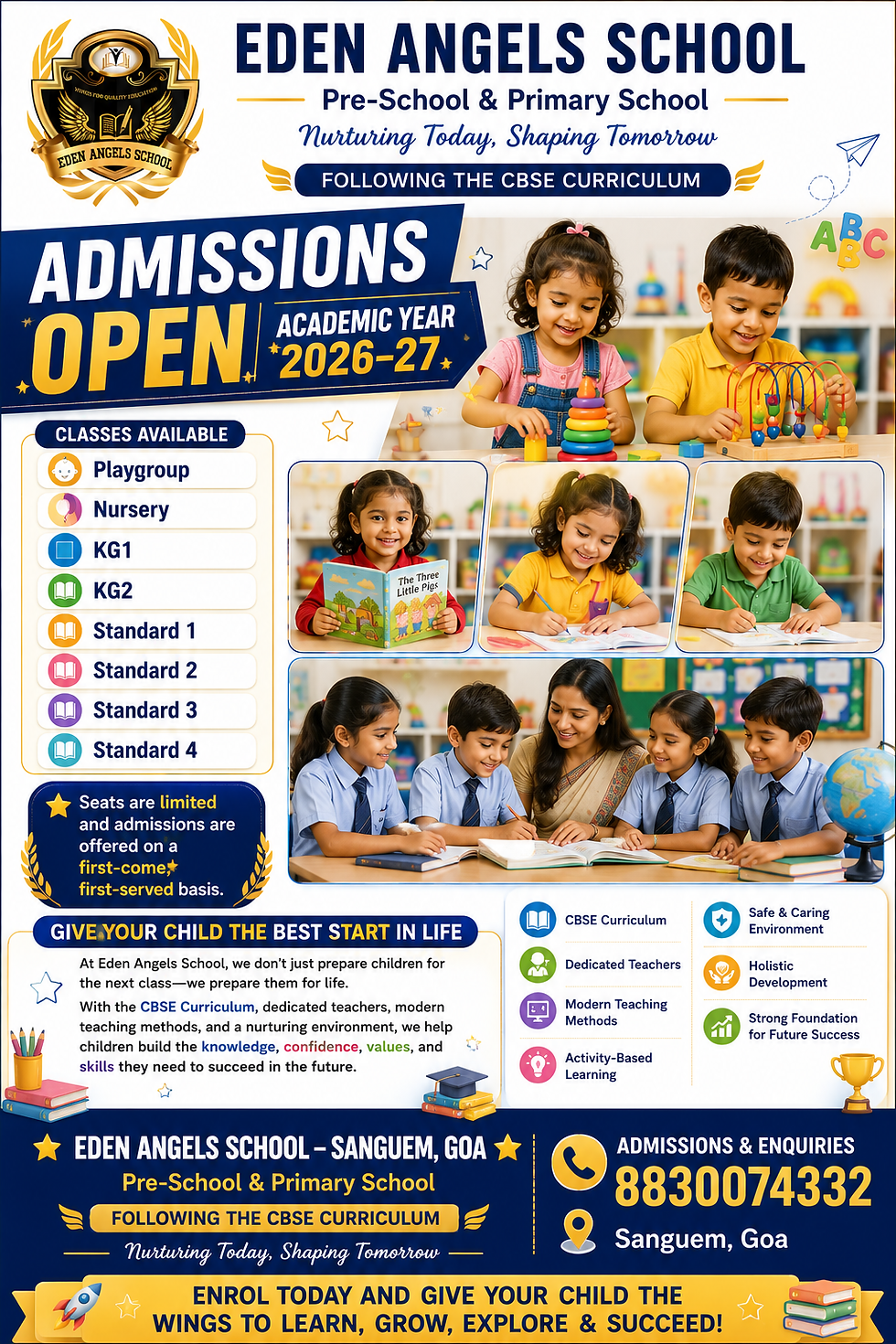 Why Parents from Curchorem, Sanvordem, Quepem, Rivona, Xelvona, Malkarnem, Cacora & Sirvoi can choose Eden Angels School, Sanguem ?