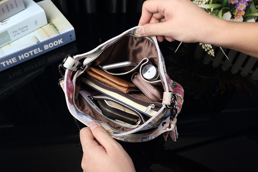 Thumbnail: Designer Shiny Floral Genuine Leather Women Handbag