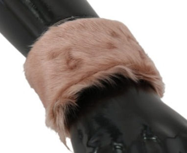 D&G Beige Cuff Women 100% Lamb Fur Bracelet