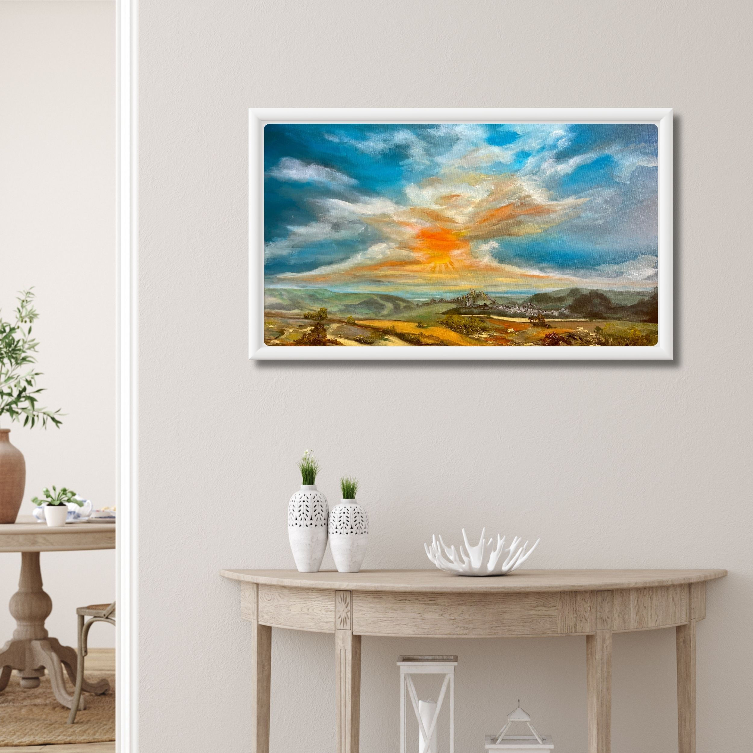 Corfe Castle Sunset 75x50 cm