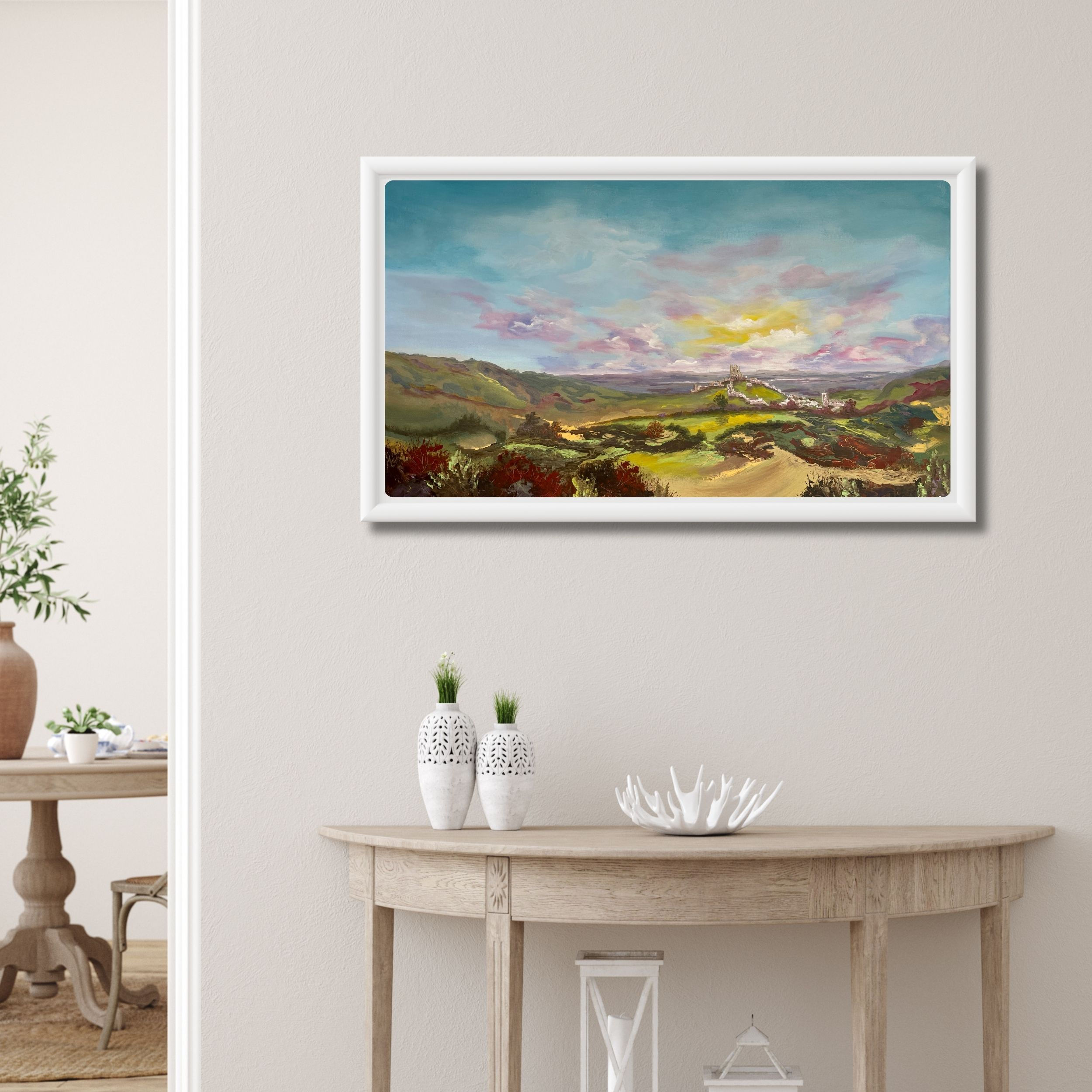 Dawn over Corfe Castle 80x50 cm