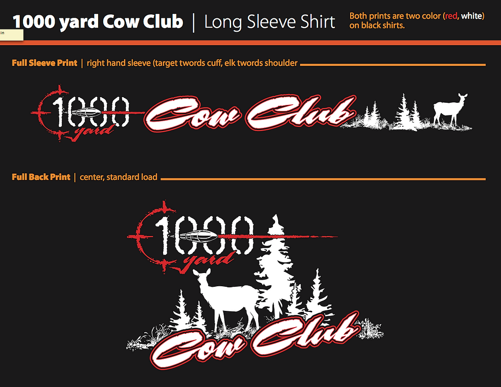 1000 Yard Cow Club Shirt Proof