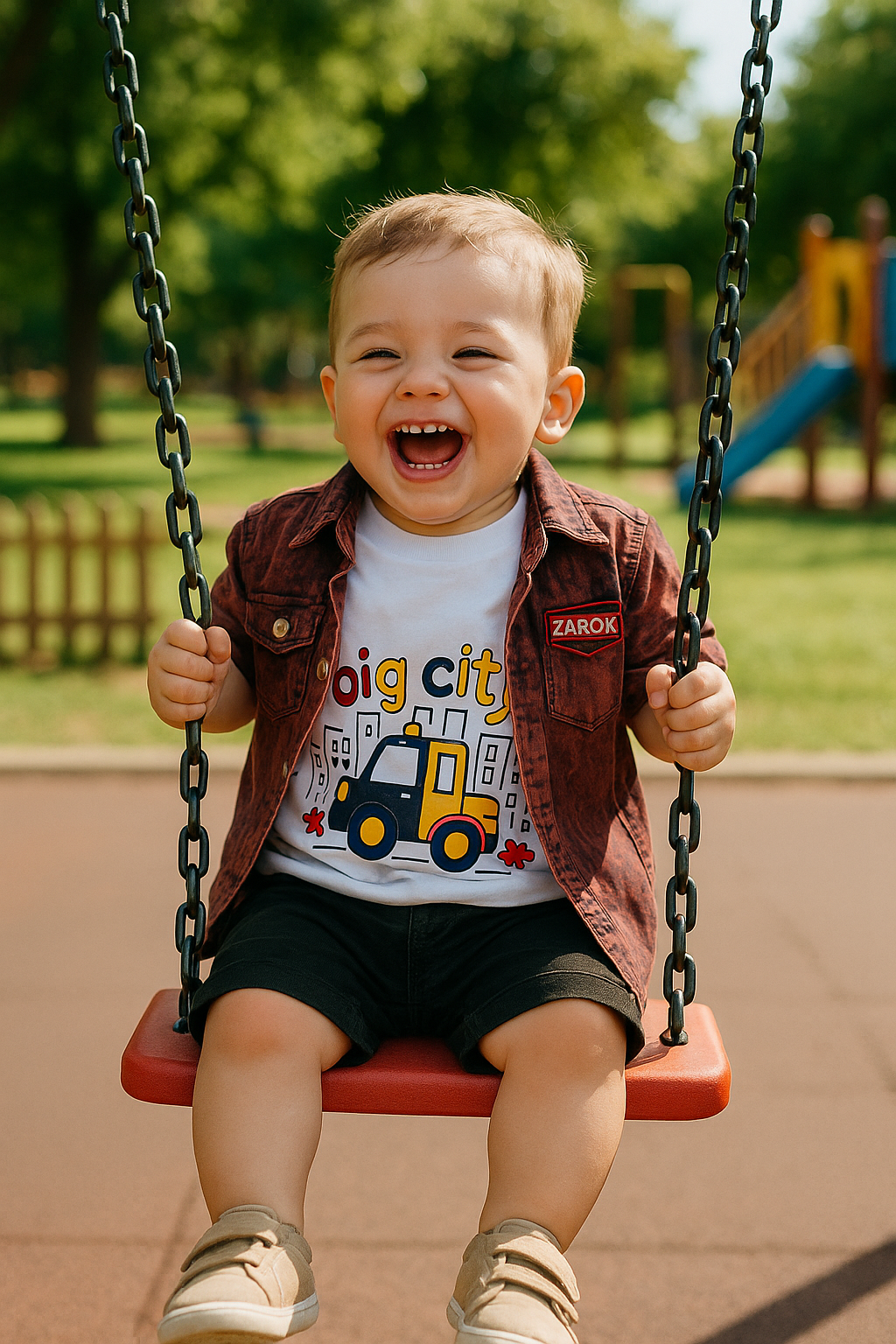 Big city baskılı tişört ve gömlek 2'li çocuk takım