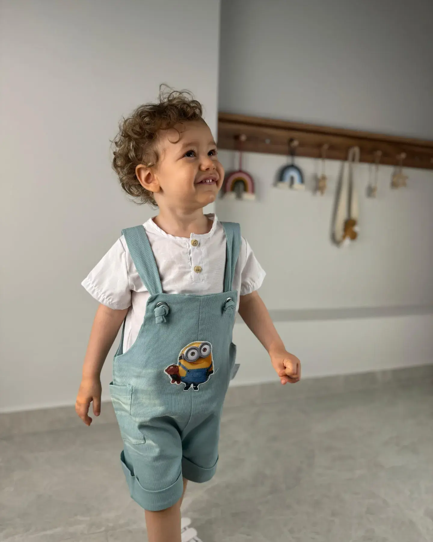 Kısa Kollu Gömlek Ve Askı Boyu Ayarlanabilen Salopet Tulum 2'li Çocuk  Takım