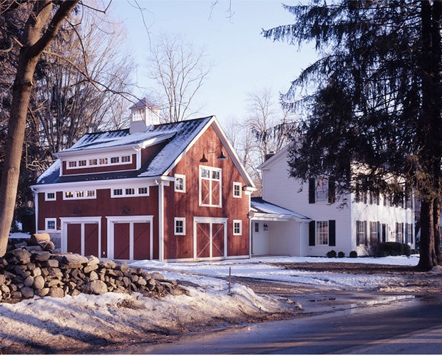 Barn-style addition designed to complement an existing colonial home in Fairfield County, CT