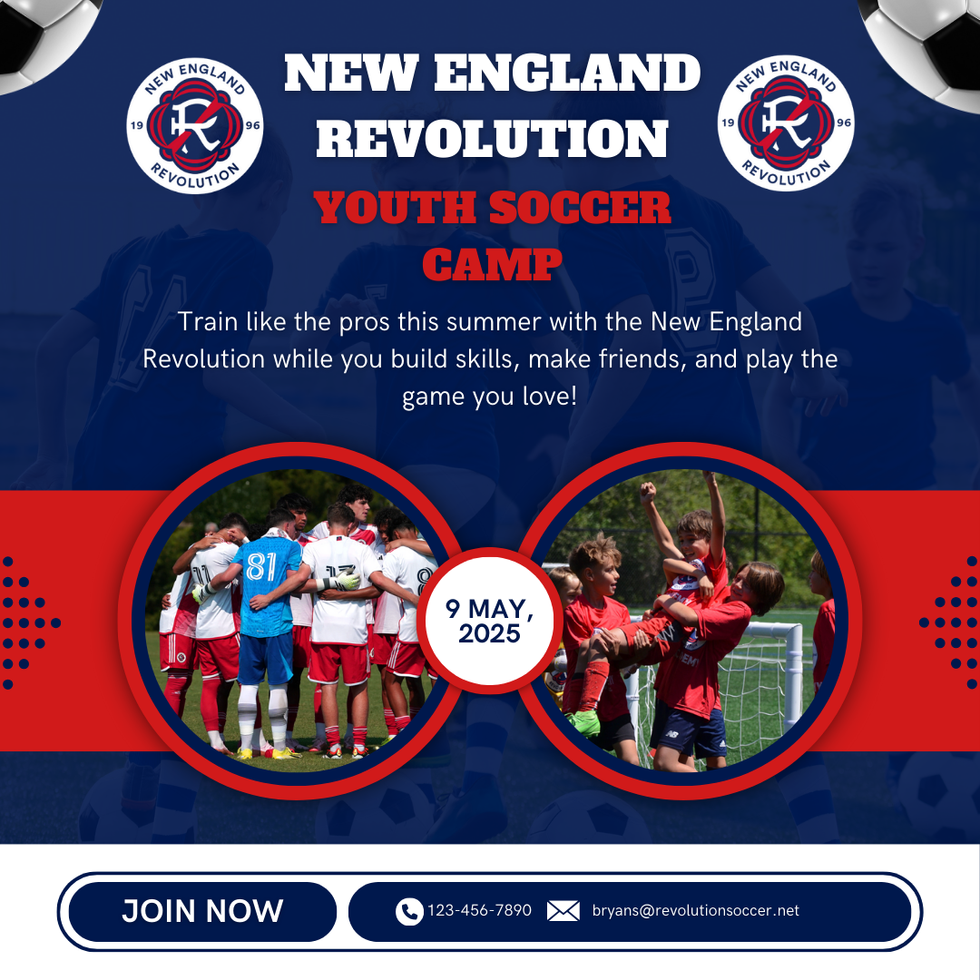 Blue and Red Modern Youth Soccer Camp Facebook Post