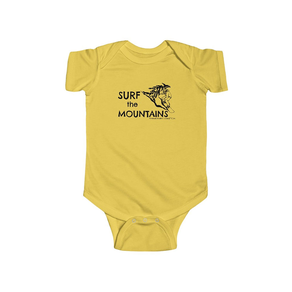 Surf the Mountains - Snowboard // Unisex Baby Onesie