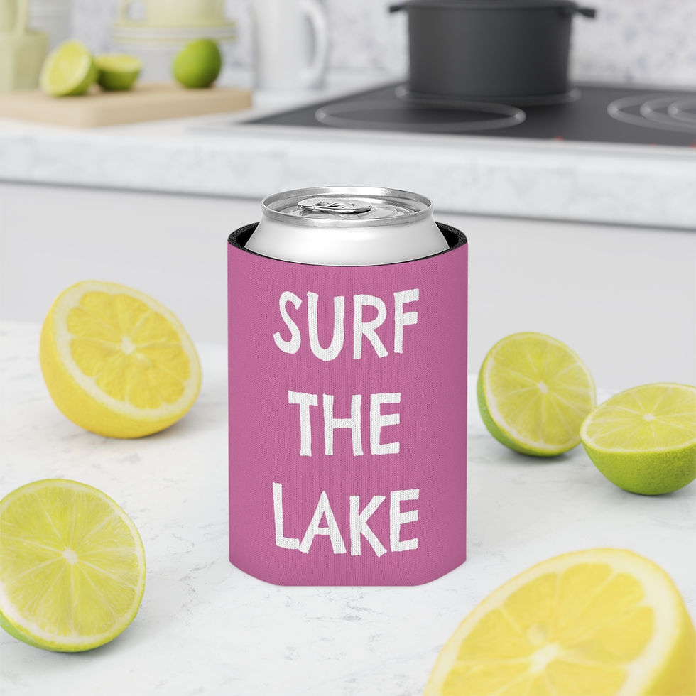 Thumbnail: Koozie - Surf the Lake - Mountains - Pink