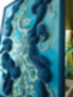 In the current - textured mixed media sculptural wall art featuring fish swimming, ocean theme