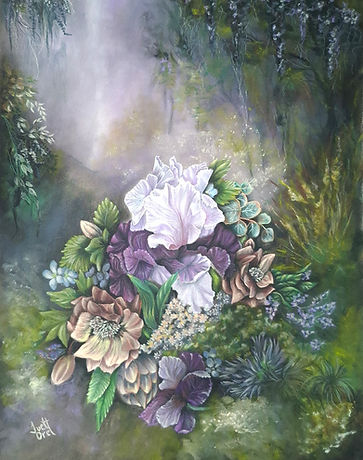 Original soft pastel drawing on Pastelmat, dreamy vintage and surreal flower wall art