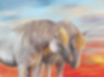 Soft pastel artwork titled “Sunset Bond” depicting two white horses standing closely together under a vivid sunset sky