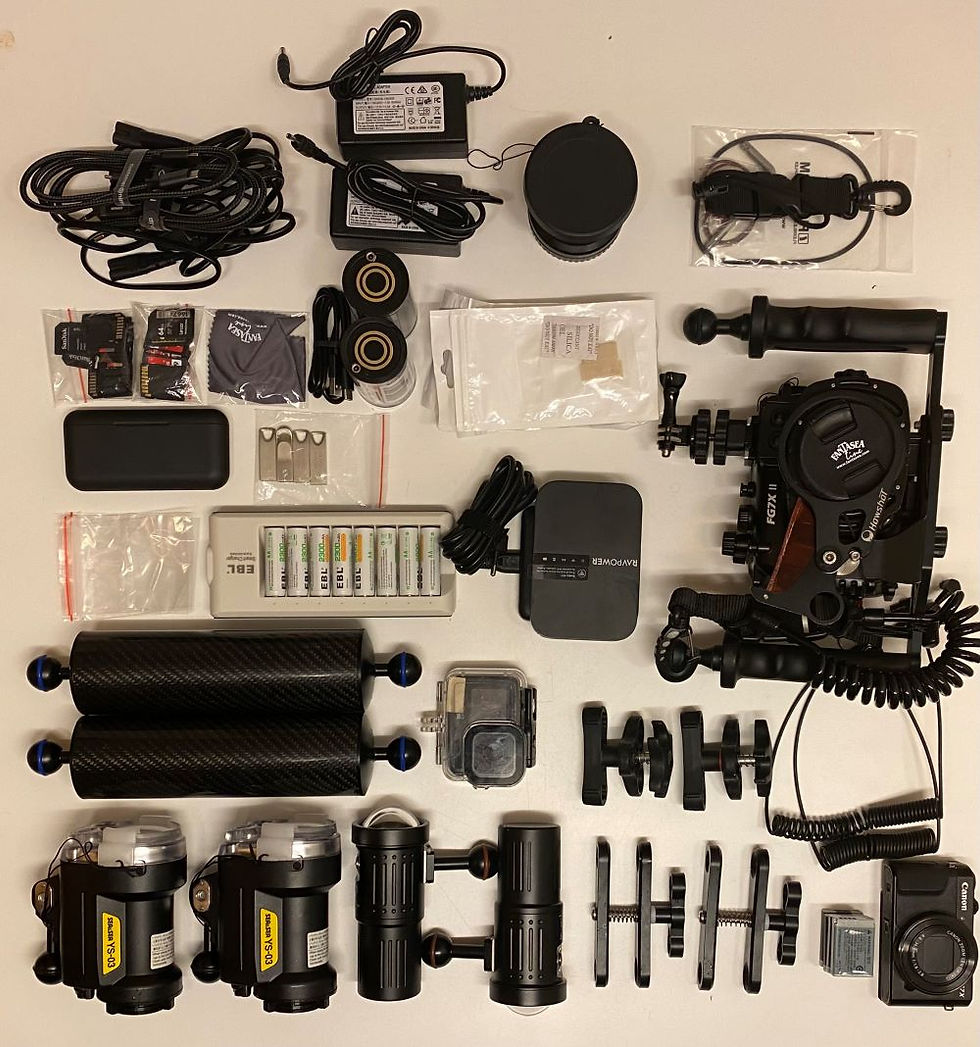 My setup before leaving for a dive cruise