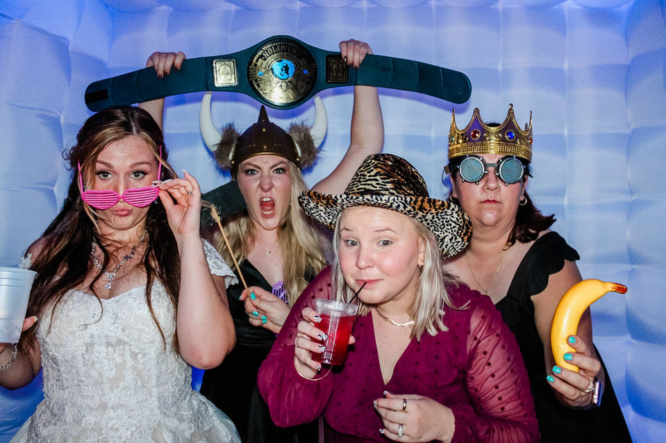 Fun photo booth group picture with props