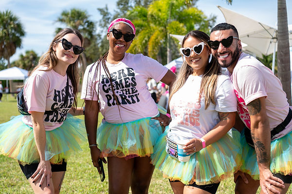 bride squad poses for a photo during Bridal Wars at Casey Key Resorts in Nokomis