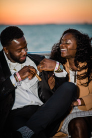 bride and groom celebrate elopement on sunset cruise in key west florida