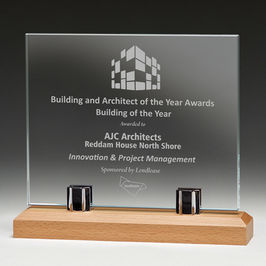 wood base with crystal plaque