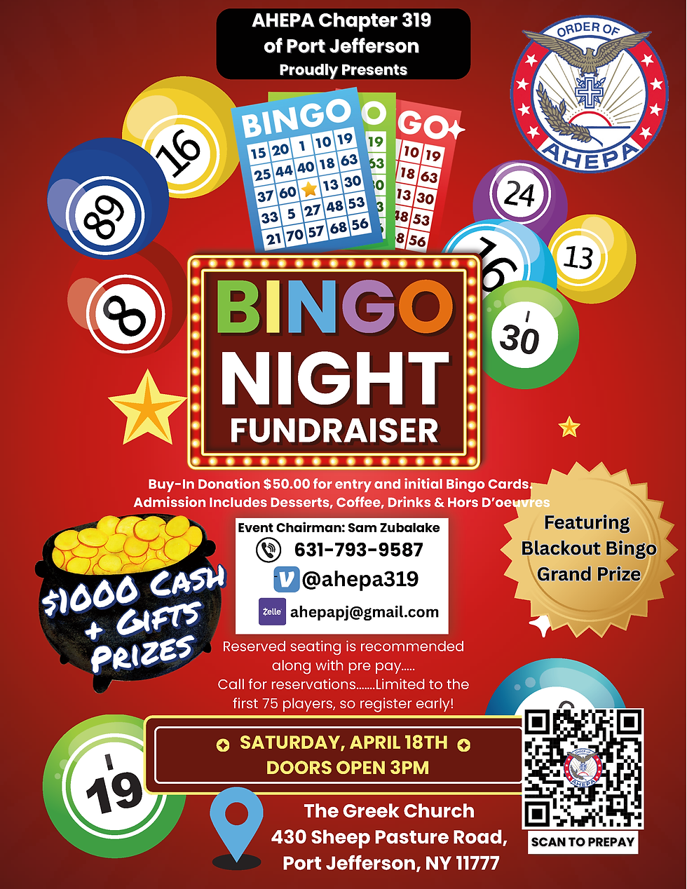 Port Jefferson Chapter 319 Bingo Night Fundraiser