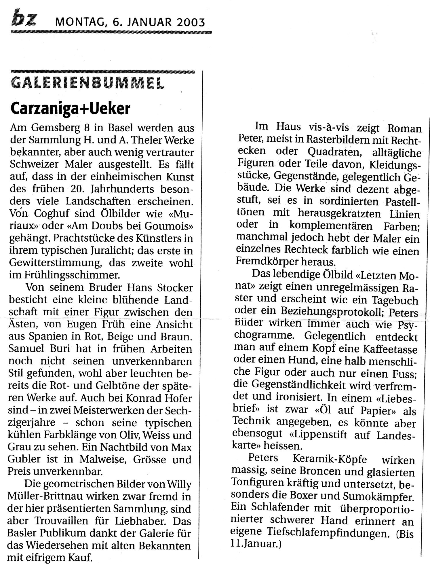 Januar 2003, bz Galerienbummel