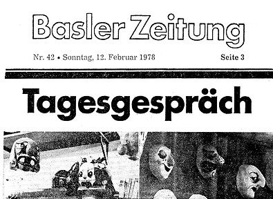 Tagesgespräch: Benjamin der Larvenkünstler (Basler Zeitung Februar 1978)