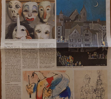 Zeitungsartikel der Basler Zeitung über E Naase voll Fasnacht mit Larven von Roman Peter im Larven Atelier Charivari