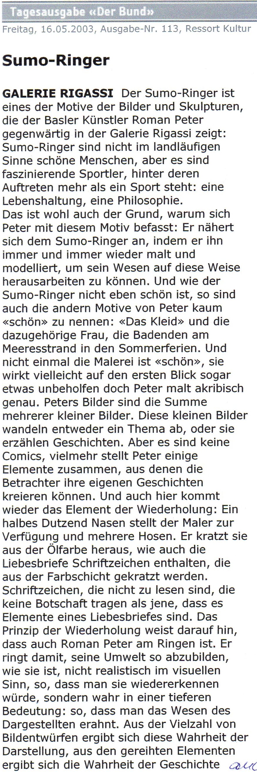 Mai 2003, Der Bund