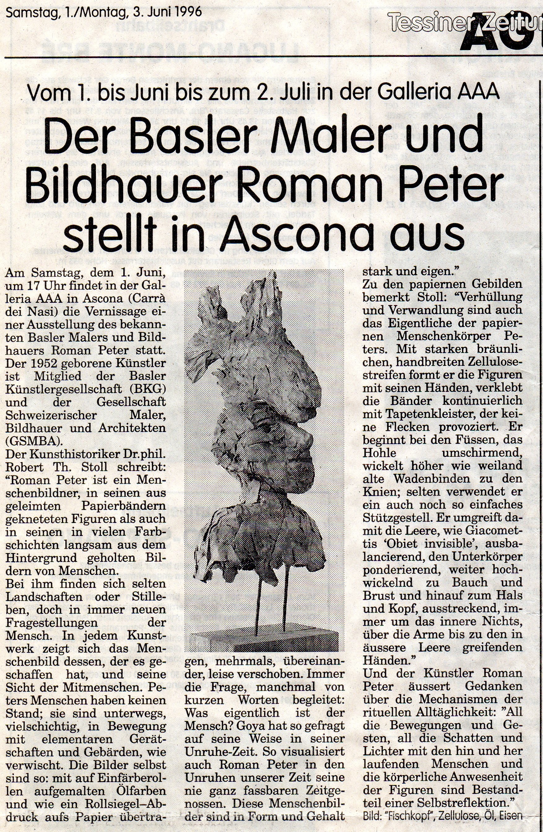 Juni 1996, Tessiner Zeitung