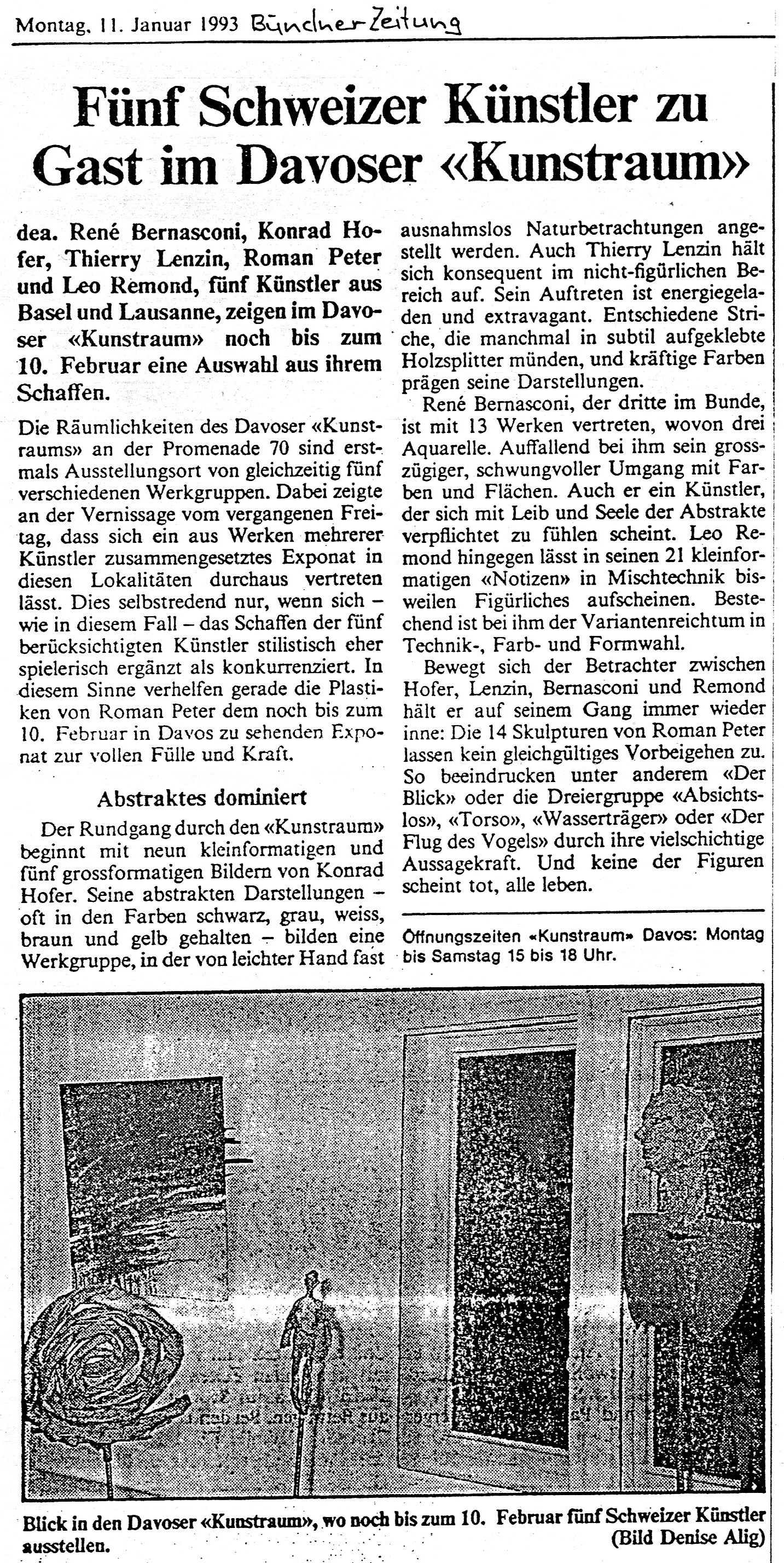 Januar 1993, Bündner Zeitung