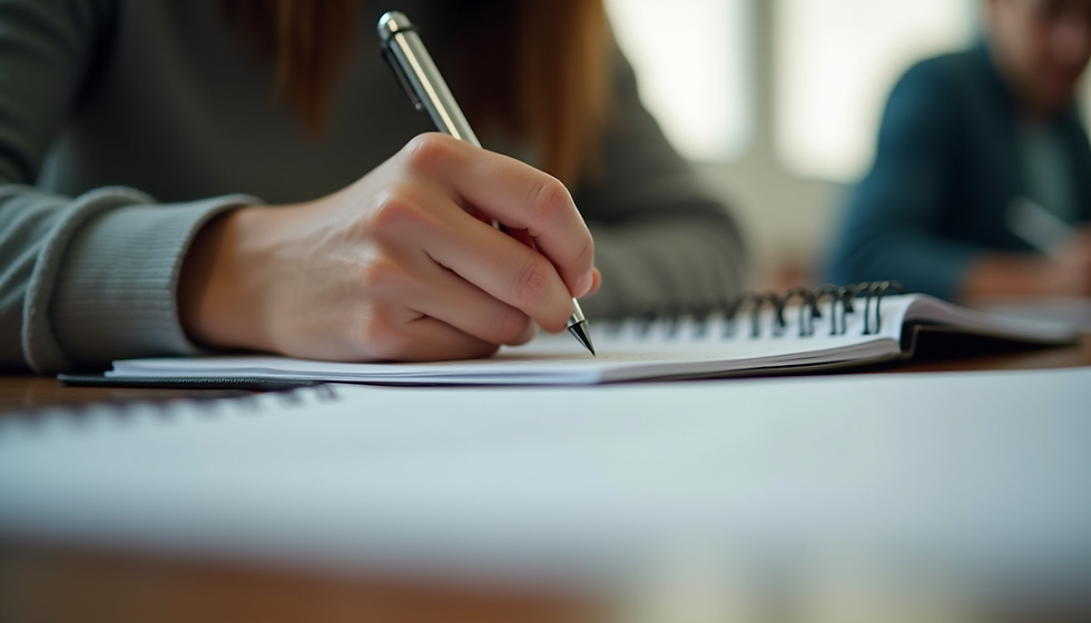Person writing in a notebook.
