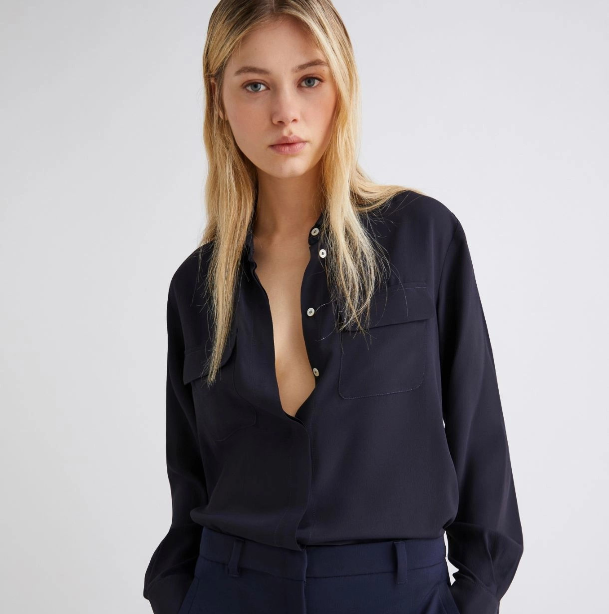 Copia de Camisa de mezcla de seda - NEGRA