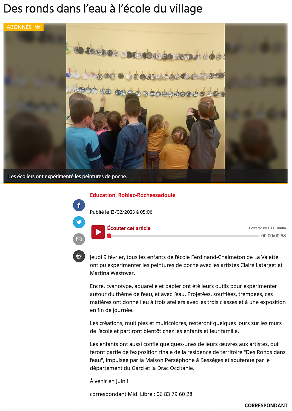 Articles dans le Midi Libre