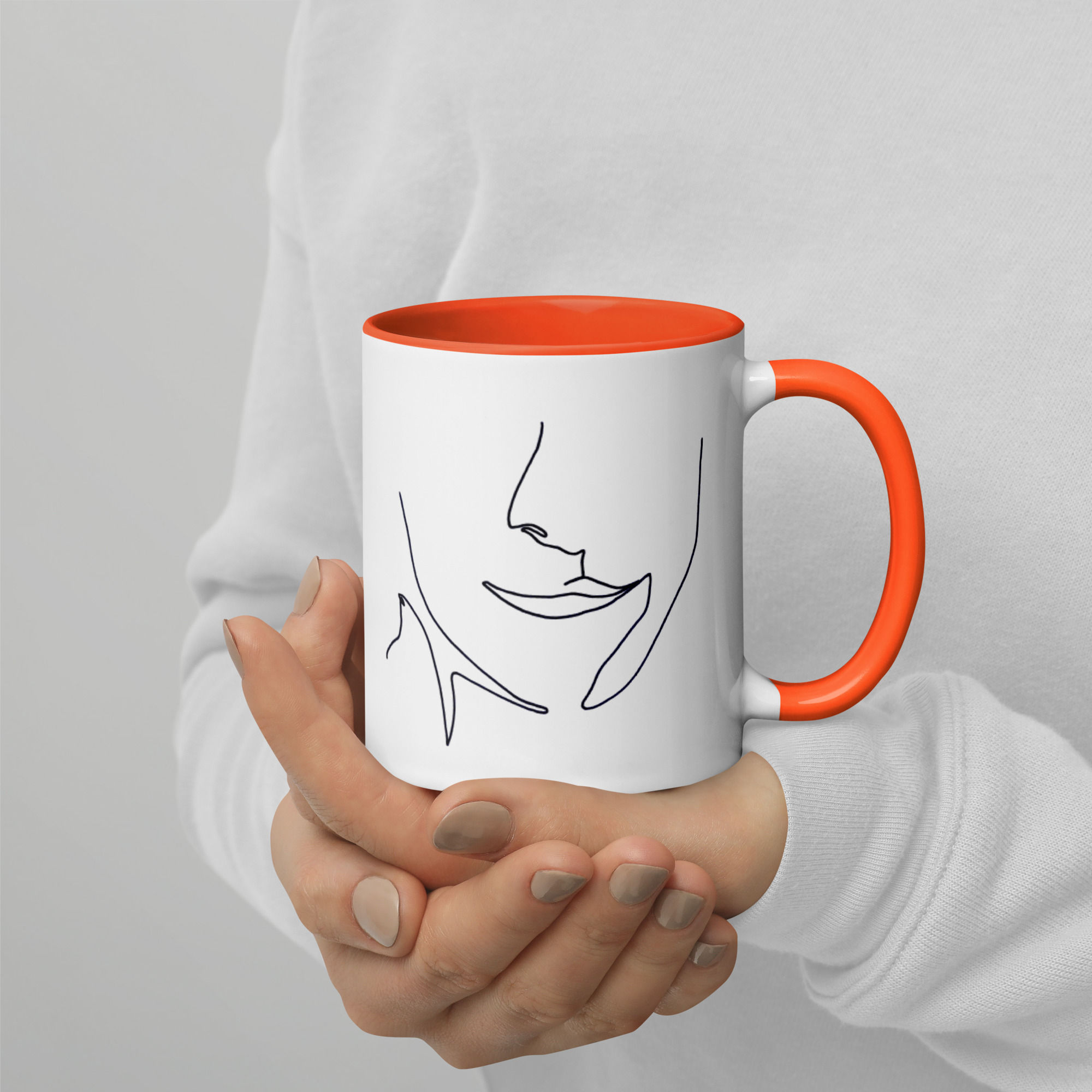 Uniquely Unilateral Double-Sided Ceramic Mug with Colour Inside