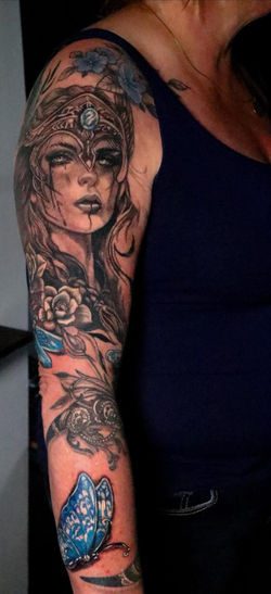 mixed sleeve tattoo