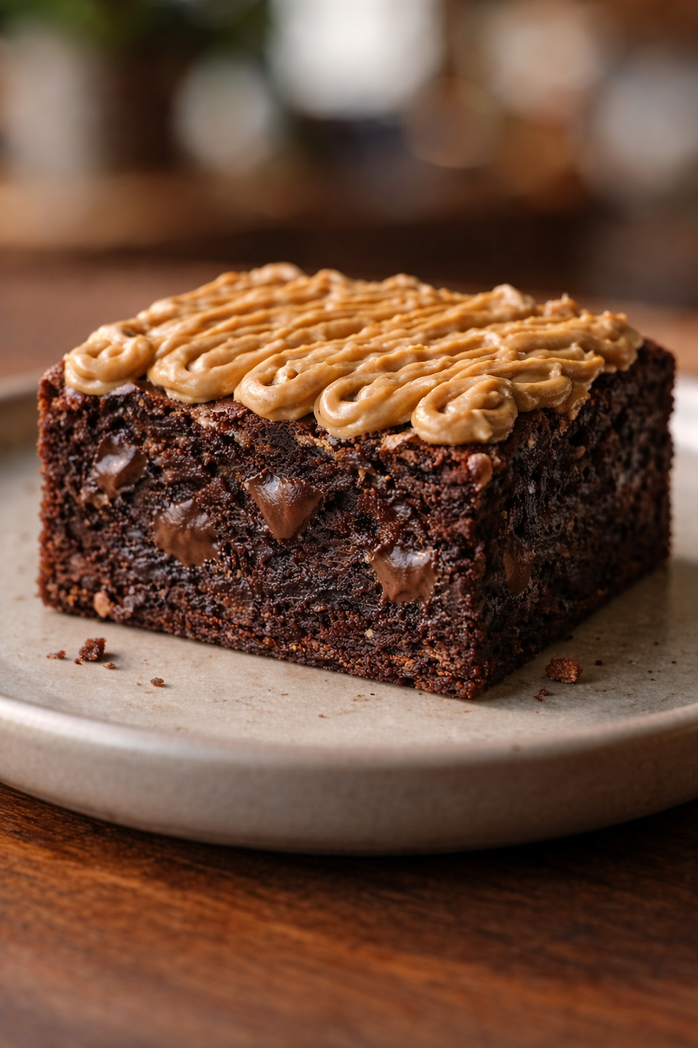 Chocolate eggless cake with peanut butter frosting