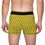 Thumbnail: Back view of model wearing Chuck Schumer boxer briefs with all-over yellow face pattern and black waistband