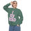 Thumbnail: Woman posing with arm up in green 'I Fly Solo' sweatshirt and jeans