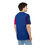 Thumbnail: Back view of male model in Acid Dream Unisex T-shirt showing blue back with neon sleeves