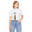 Thumbnail: Woman wearing white Stop Flying Monkeys T-Shirt Alternate Version with jeans