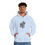 Thumbnail: Light blue hoodie with a pixelated black-and-white arcade zebra graphic on the front, worn by a model.